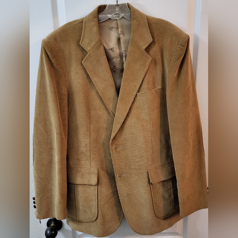 Vintage Jordan Marsh Blazer Mens Tan Corduroy Single Breast